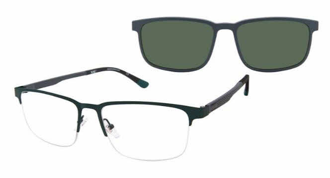 XXL Hull With Clip-on Lens Mens Eyeglasses in Green 117$