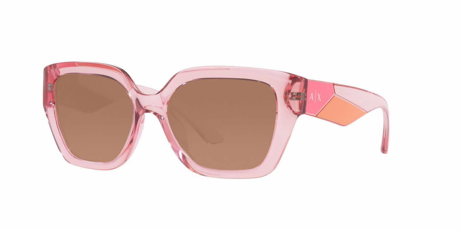 Armani Exchange AX4125SU Women's Prescription Sunglasses, In Shiny Transparent Pink