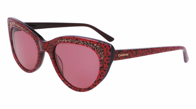 Bebe Women\'s Glittery Burgundy Animal Print Sunglasses Bebe BB7231 610 Cat Eye Burgundy Animal Print Sunglasses  main image 2