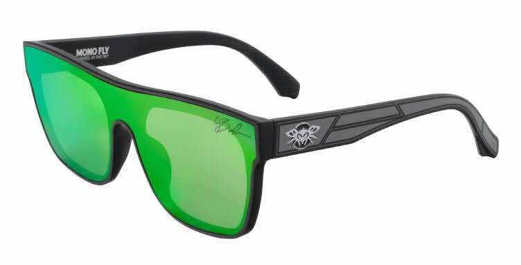 Black Flys CJ Barham - Mono Fly Sunglasses, In Matte Black-Grey W/ Green Mirror Lens