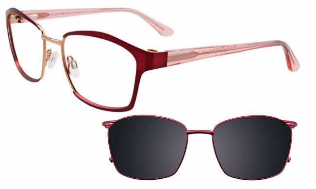EasyClip EC497 With Magnetic Clip-On Lens Womens Eyeglasses in Red 150$