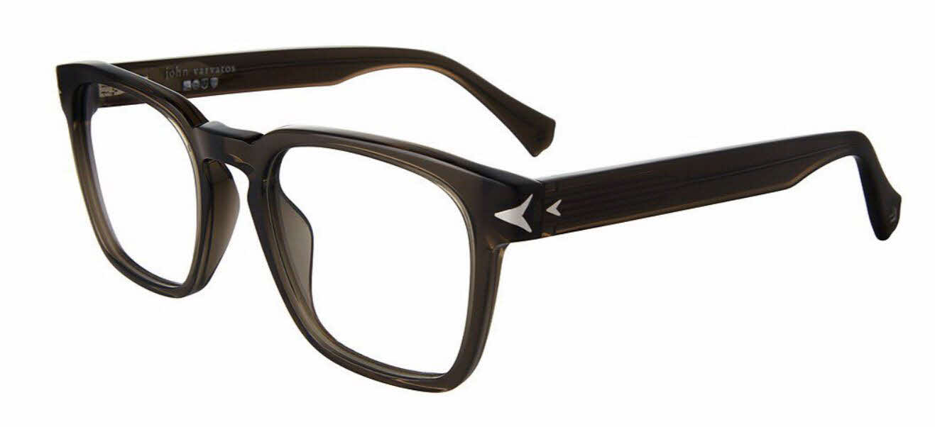 John Varvatos Eyeglasses Frames V332 Olive Size 140 John Varvatos Eyeglasses V350 UF Olive Rectangular Frame  main image 2