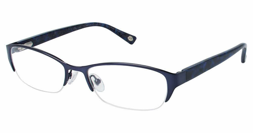 purple rimless eyeglasses