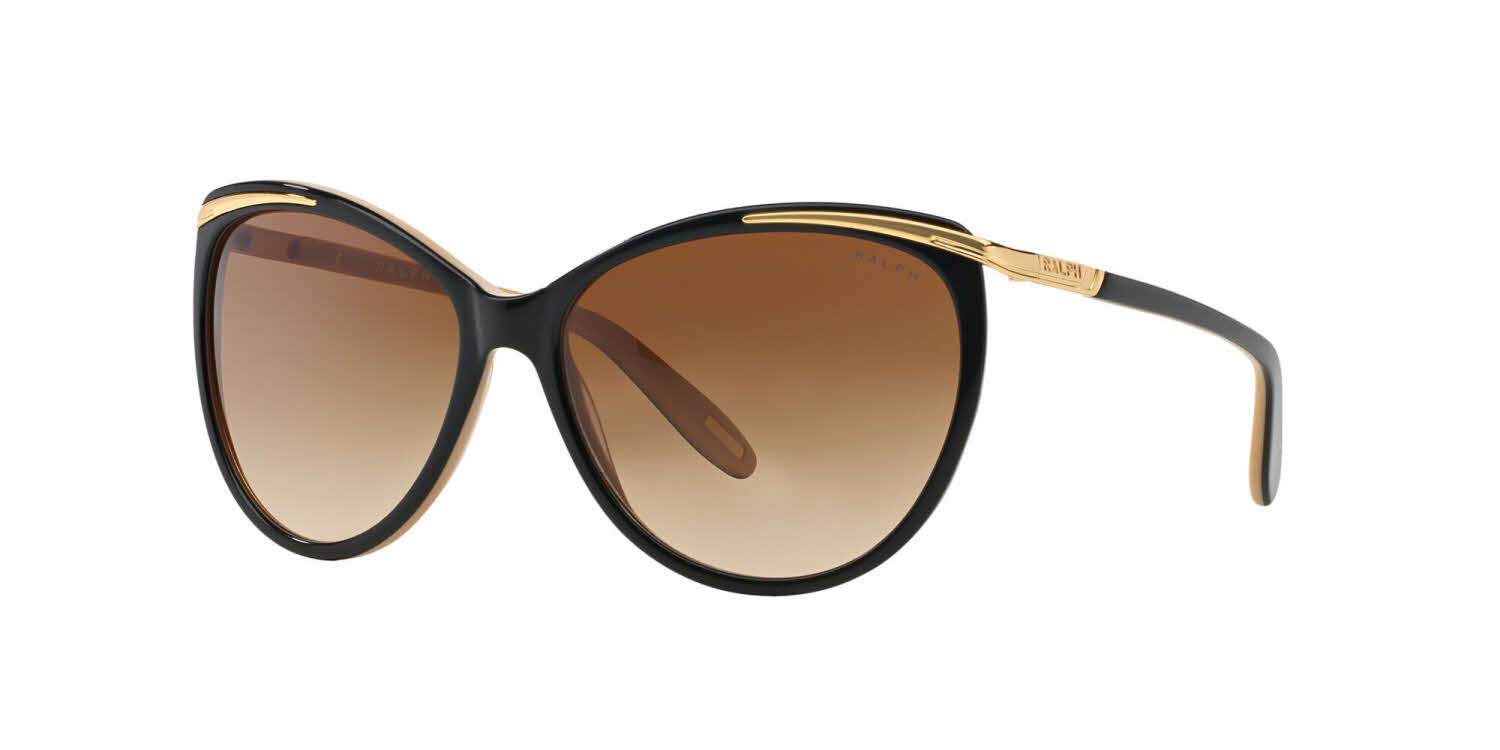 RALPH By Ralph Lauren RA5150 Women's Sunglasses, In Shiny Black On Nude & Gold / Brown Gradient Lens