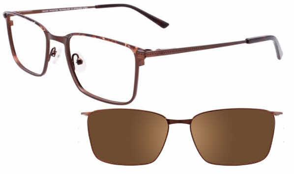 Takumi TK1066 With Magnetic Clip-On Lens Men's Eyeglasses In Brown